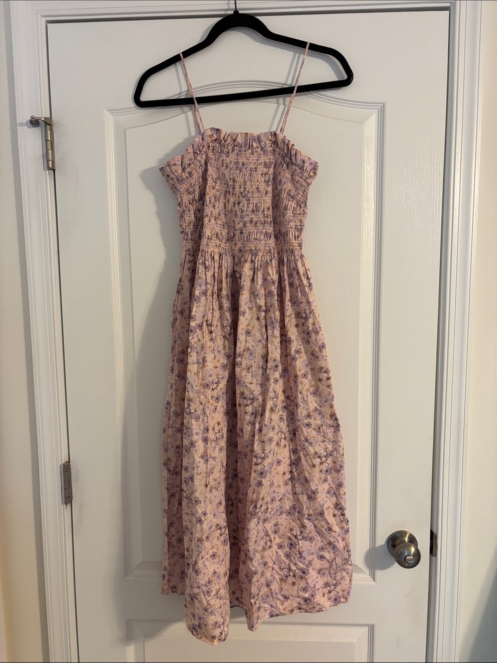 H&M Pink Floral Smocked Maxi Dress